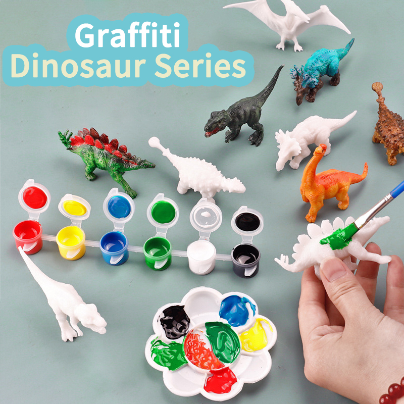 6pcs/8pcs, DIY Coloring Dinosa - Puzzle Blank White recension och pris