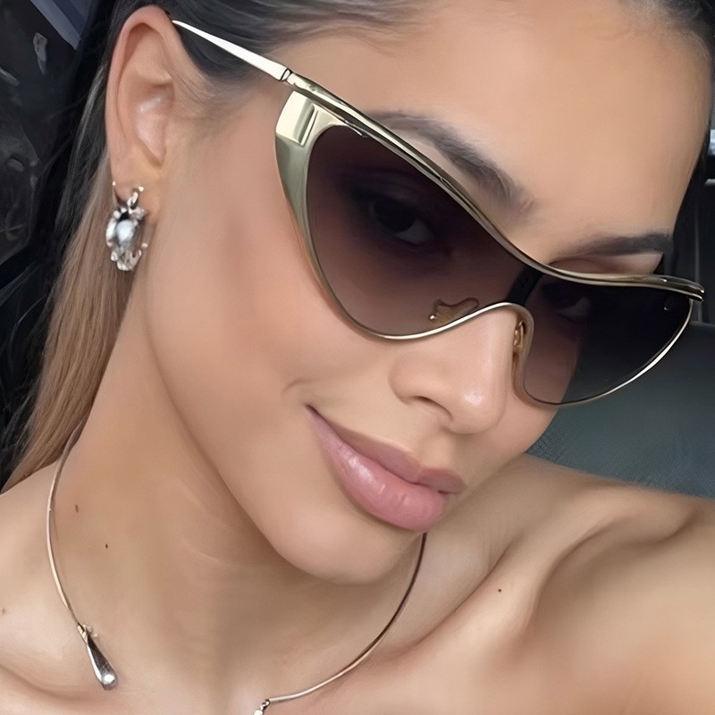 Rimless Y2K Style Sunglasses R - Metal Photo Panel recension och pris
